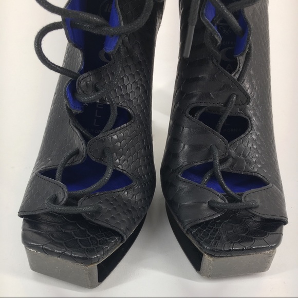 JEFFREY CAMPBELL Lace-up Peep-toe Booties Size 8 - Picture 5 of 8